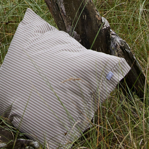 PILLOWCASE STRIPY COFFEE/GREIGE