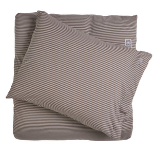 PILLOWCASE STRIPY COFFEE/GREIGE